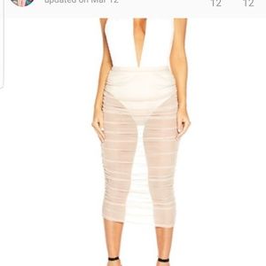 Nude sheer midi skirt